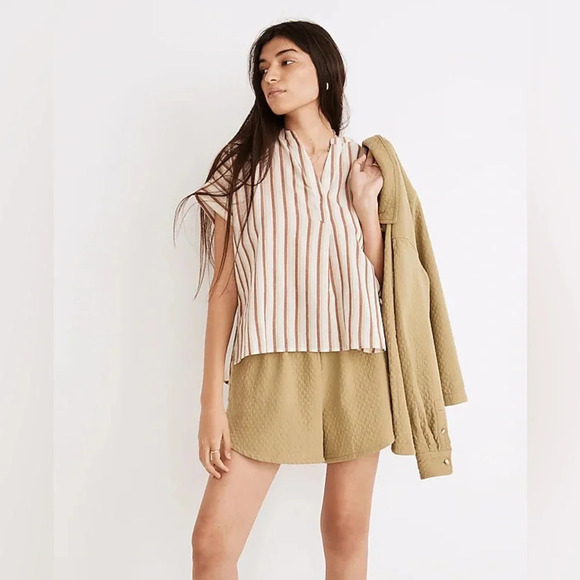 Madewell Crinkle Cotton Lakeline Popover Shirt in Stripe size Large #1348 - Picture 1 of 10